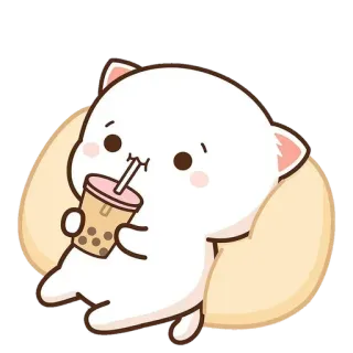 🧃 고양이, 귀여운, 버블티, 카와이, 스티커 telegram sticker
