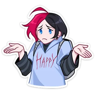 🤷‍♀️ HAPPY Anime, Emo, Gothique, Joyeux, Triste, Dessin animé, Expression, Jeunesse telegram sticker