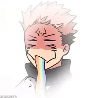 🌈 Animé, Dessin animé, Arc-en-ciel, Vomir, Émotions, Personnage telegram sticker