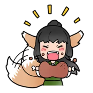 🍖 anime, cute, fox, meat, happy telegram sticker