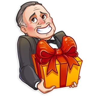🎁 cartoon, gift, bow, man, tuxedo whatsapp sticker