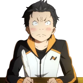 😤 Subaru Natsuki Re:Zero Anime, Re:Zero, Subaru, scioccato, spaventato telegram sticker