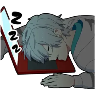 😴 zzz anime, sleepy, tired, laptop, sleeping, character telegram sticker