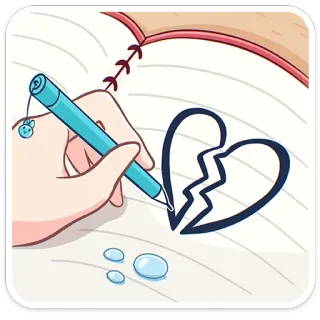 💔 patah hati, sakit hati, kesedihan, buku harian, menulis, pena, air mata telegram sticker