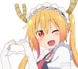 ❤ Tohru Miss Kobayashi's Dragon Maid Anime, Rồng, Dễ thương, Kawaii, Trái tim, Tohru telegram sticker