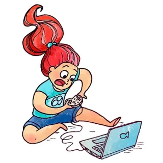 😜 девушка, геймер, видеоигры, компьютер, ноутбук, играет whatsapp sticker