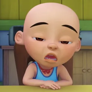 🦠 Upin Upin & Ipin Cartoon, müde, gelangweilt, Upin & Ipin, lustiges Gesicht telegram sticker