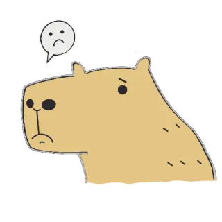 😔 capivara, triste, animal, desenho animado telegram sticker