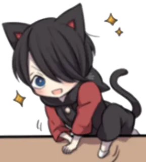 😆 кот, котенок, аниме, манга, каваи, милый, чиби, мультфильм whatsapp sticker