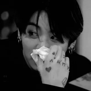 ⛓️ ARMY person, black and white, portrait, male, k-pop telegram sticker