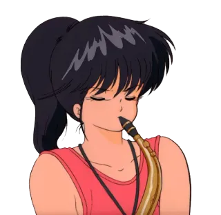 🎷 애니메이션, 색소폰, 음악, 소녀, 만화 telegram sticker