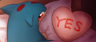 ❤ YES 宝可梦, 火岩鼠, 心, 是, 可爱, 卡哇伊, 爱, 床 telegram sticker