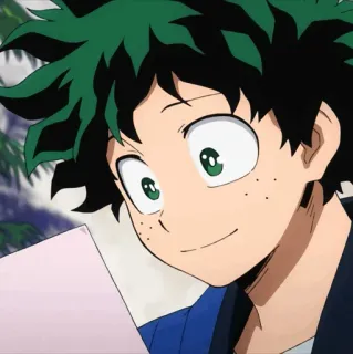🥦 Izuku Midoriya My Hero Academia 애니메이션, 만화, 소년, 미소, 녹색 머리, 주근깨 telegram sticker