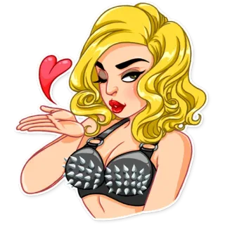 😘 phụ nữ, tóc vàng, quyến rũ, gợi cảm, hôn gió, trái tim, nhãn dán, hoạt hình telegram sticker