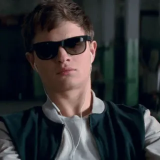 🚘 Baby Baby Driver Ansel Elgort, music, movie, sunglasses, headphones telegram sticker
