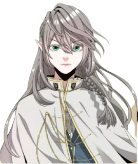 😠 Animé, Elfe, Fantaisie, Cheveux Gris, Yeux Verts telegram sticker