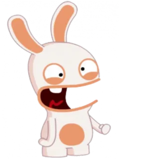 😠 Rabbid cartoon, rabbit, funny, white, screaming telegram sticker