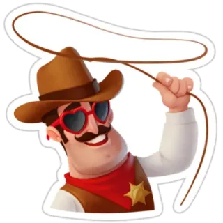 🤓 desenho animado, caubói, laço, óculos de coração, xerife, velho oeste, chapéu, bigode whatsapp sticker