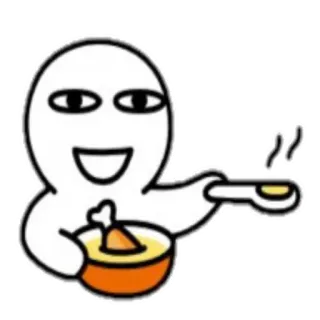 🍗 Cartone animato, Cibo, Zuppa, Pollo, Figura bianca, Mangiare telegram sticker