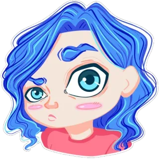 👀 hoạt hình, nhân vật, tóc xanh, dễ thương, cô gái, nhãn dán telegram sticker