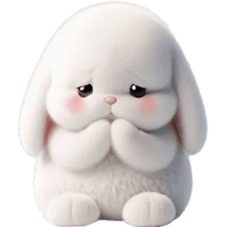 😔 kelinci, bunny, lucu, sedih, binatang, kawaii telegram sticker