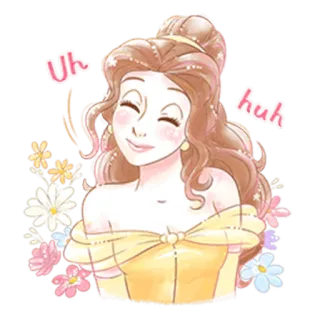 😇 Belle Beauty and the Beast Uh huh Belle, Die Schöne und das Biest, Disney, Prinzessin, Cartoon, Animation, Blumen whatsapp sticker