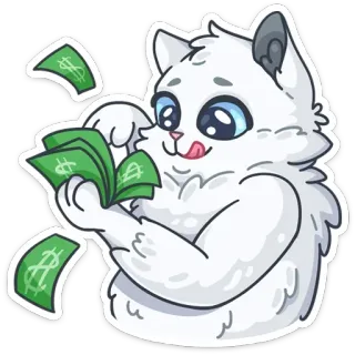 💵 cat, money, dollar, cute, cartoon, wealth, rich telegram sticker