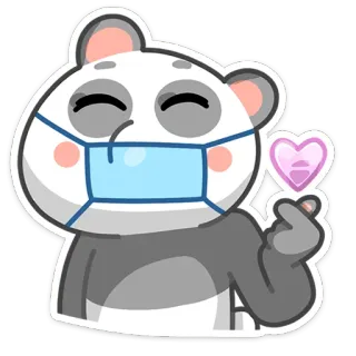 ❤️ Panda, Masque, Coeur, Mignon, Kawaii, Animal whatsapp sticker
