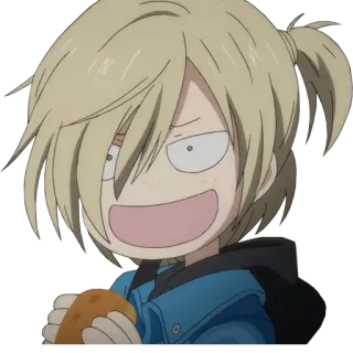 😃 Yuri Plisetsky Yuri on Ice Аниме, Мультфильм, Фигурное катание, Yuri on Ice, Юрий Плисецкий, Блондин, Злой whatsapp sticker