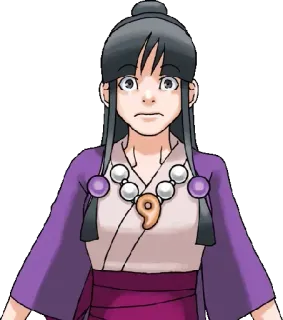 😦 Maya Fey Ace Attorney ビデオゲーム, キャラクター, 霊媒, アニメ, 妖精 telegram sticker