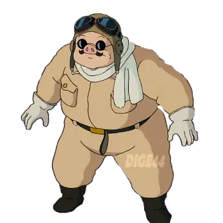 😯 Porco Rosso animación, volar, piloto, cerdo, dibujos animados, personaje, aviador telegram sticker