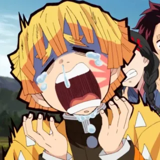 💛 Zenitsu Agatsuma Demon Slayer anime, crying, demon slayer, zenitsu, agatsuma, scared, emotional whatsapp sticker