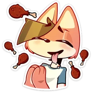 🍖 rubah, ayam, binatang, makanan, kartun telegram sticker