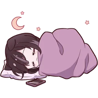 😴 dormir, animé, dessin animé, nuit, lune, étoiles, fatigué telegram sticker