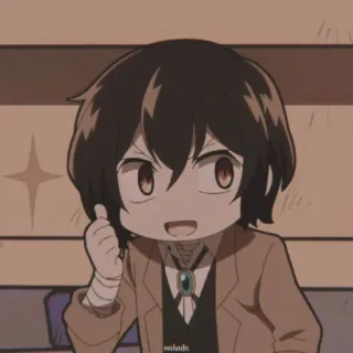 😇 Dazai Osamu Bungou Stray Dogs Anime, Chibi, Personnage, Dessin animé, Fanart whatsapp sticker