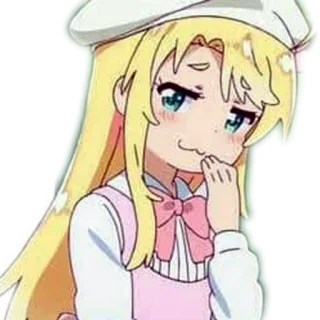 😏 动漫女孩, 金发, 可爱, 得意, 卡通, 角色 telegram sticker