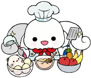 ☁ FOR U 귀여운, 베이킹, 요리, 요리사, 음식, 만화, 동물 telegram sticker