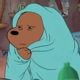 🐼 Grizzly Bear We Bare Bears we bare bears, grizzly, urso, desenho animado, triste, embrulhado, cobertor telegram sticker