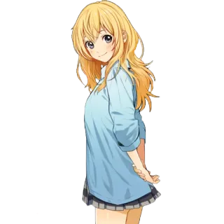 😋 аниме, девушка, блондинка, улыбка, мультфильм, персонаж whatsapp sticker