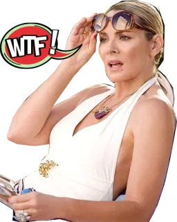 😳 Samantha Jones Sex and the City WTF! chocado, óculos de sol, confuso, expressão, samantha, sex and the city whatsapp sticker
