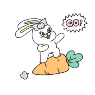 🏃‍♂️ GO! bunny, rabbit, carrot, cute, cartoon whatsapp sticker