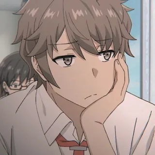 😒 Anime, Garçon, Sakuta Azusagawa, Rascal Does Not Dream of Bunny Girl Senpai, Portrait, Pensif telegram sticker