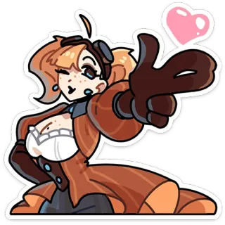 ⭐ Cartoon, Vrouw, Meisje, Personage, Schattig, Anime, Knipoog whatsapp sticker