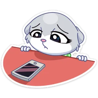 📱 Dibujo animado, Animal, Gato, Triste, Teléfono telegram sticker