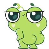 🍑 carino, rana, animale, verde, cartone animato telegram sticker