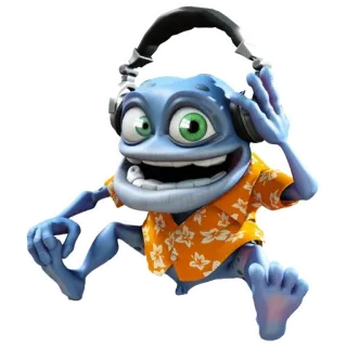 🎧 Crazy Frog Frosch, verrückt, Kopfhörer, Cartoon, Musik telegram sticker
