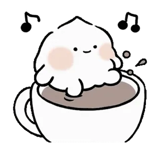 🎶 café, creme, bebida, kawaii, fofo, música, xícara telegram sticker