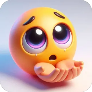 🥺 Emoji, Triste, Piangere, Implorante, Cartone animato, Illustrazione, Arte digitale telegram sticker