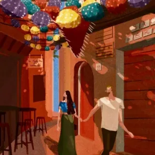 ♥ Le Tagliatelle della casa couple, street, italy, travel, romance, city whatsapp sticker