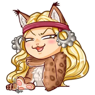 😼 gato, animal, antropomórfico, furry, dibujos animados, rubia, lince whatsapp sticker